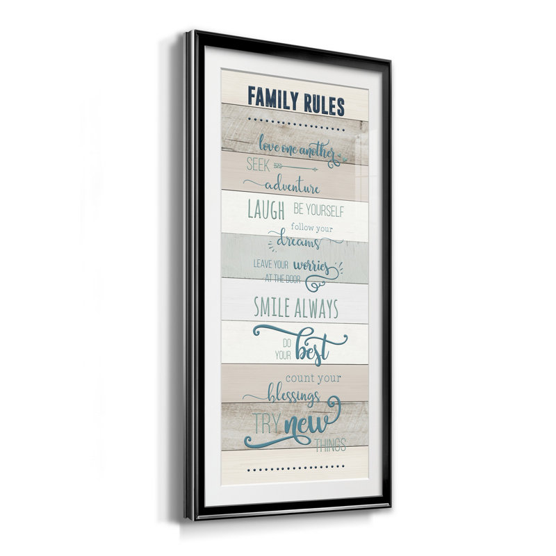 Family Rules - Print, Noir, H 10,5 po x l 18,5 po x P 1,5 po