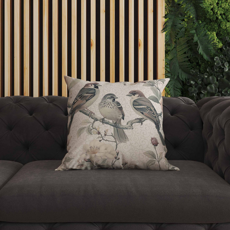 Coussin intérieur / extérieur Branch Buddies, Beige, Carré 16 po