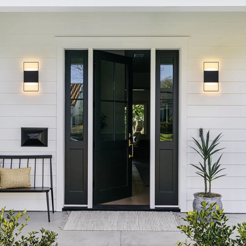 2 - Light IP54 LED Geometric Rectangle Black Outdoor Wall Light