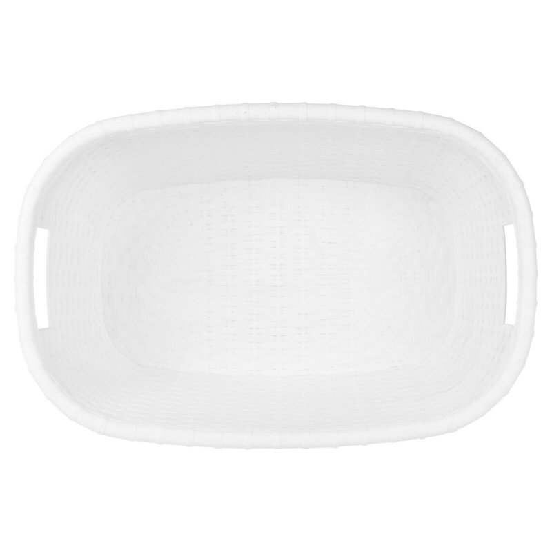 Plastic Laundry Basket with Handles, White