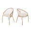 Chaise de salle à manger rembourrée en velours avec structure en acier inoxydable, or rose (ensemble de 2)