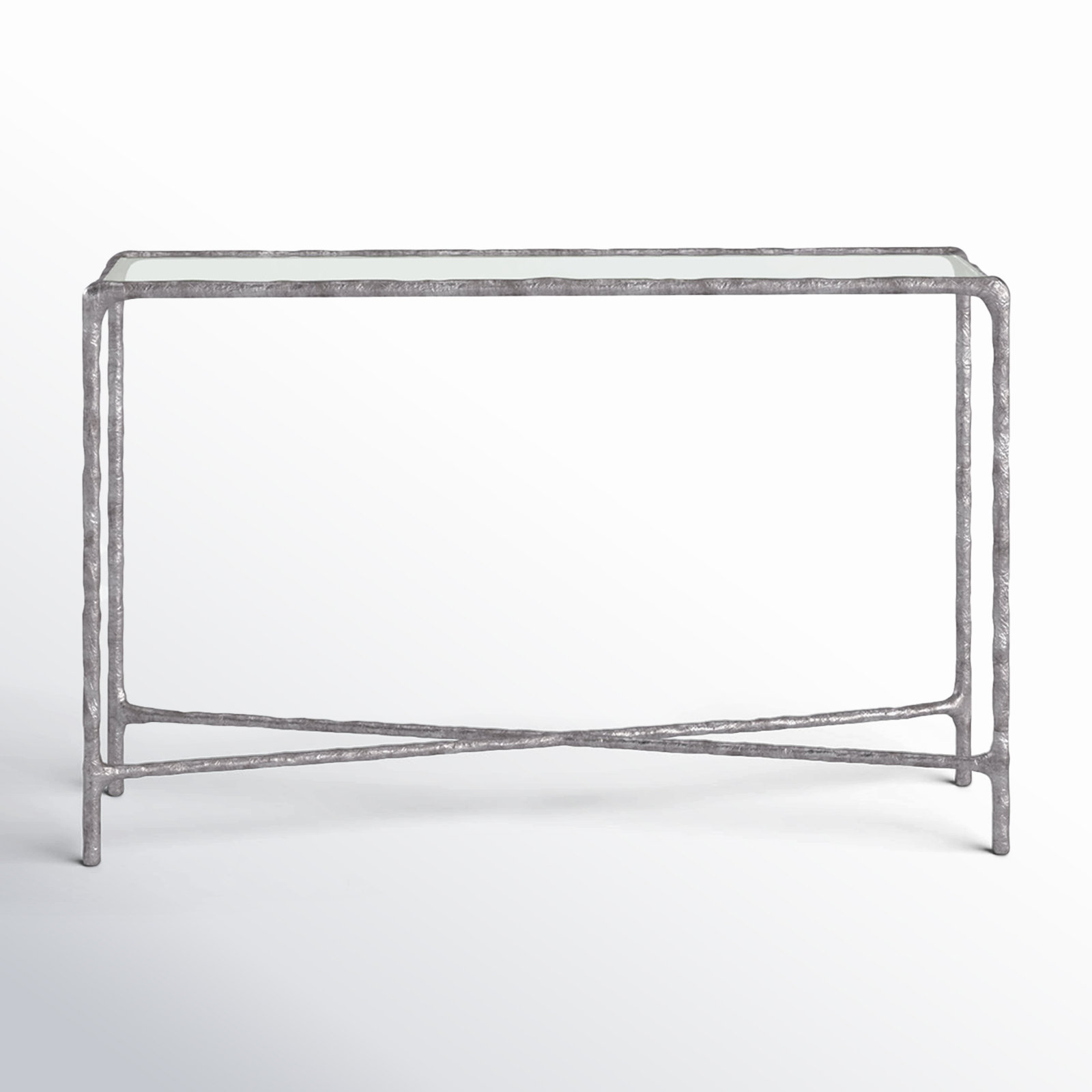 Evelynn 48'' Console Table, Silver, Clear