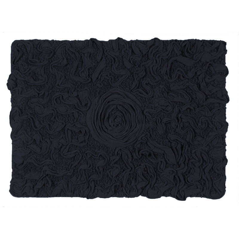 Tapis pour salle de bain Schoenberger, L 24 po x l 17 po, Bleu marine