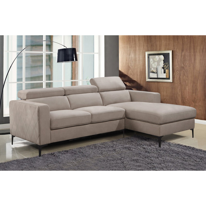 Canapé et méridienne stationnaire de 98,5 po Tashaye, Polyester gris clair