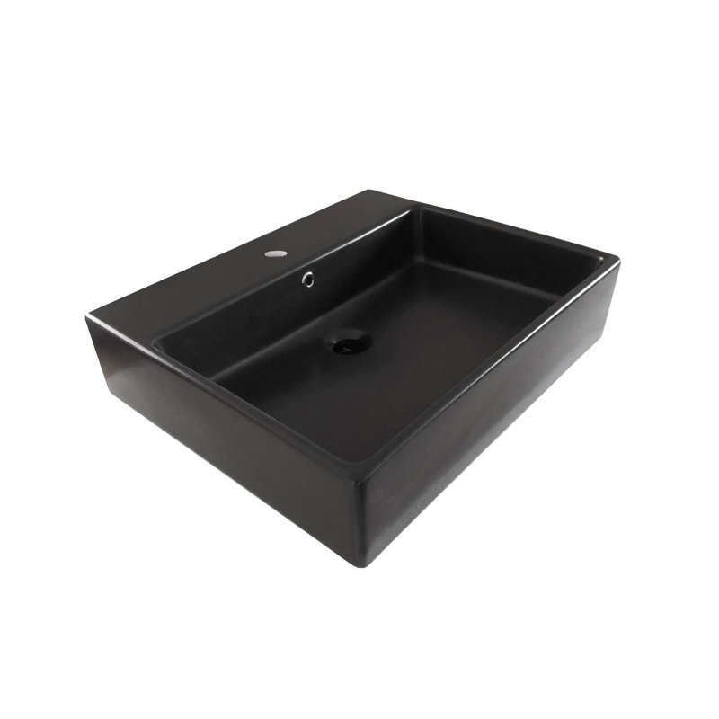 Simple 23.6'' L Bathroom Sink, Single Hole, Matte Black