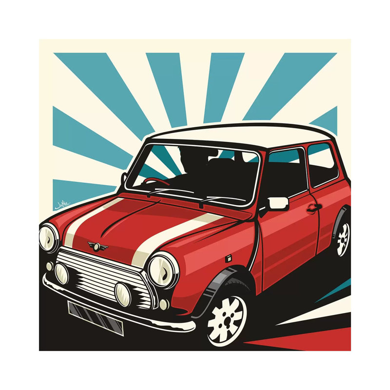 «Mini Cooper III» par James Lee, reproduction d'art sur toile tendue, 12'' H x 12'' W x 0.75'' D