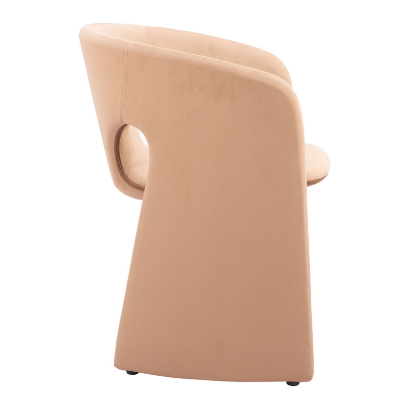 Tan Upholstered Metal Arm Chair