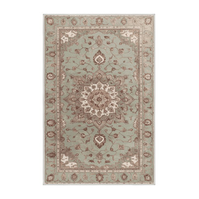 Tapis beige Tabriz lavable à la machine