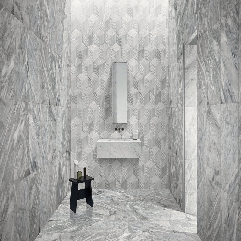 Hexagon Marble tile, marble, natural marble, for wall, OL textured finished, 3D fluted marble, natural stone, 1 box 12 pcs