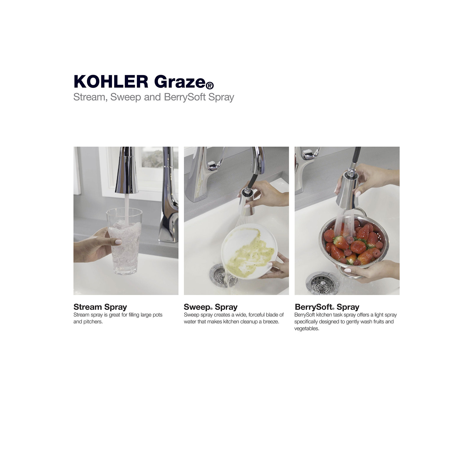 Graze Pull-Down Single Handle Kitchen Faucet With Three-Function Sprayhead With Accessories, Polished Nickel
