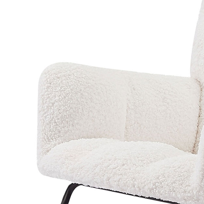 Comfy Upholstered Rocking Chair With High Backrest For Nursing, Reading, & Relaxation - Off White