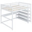 Lit mezzanine double avec bureau et tablettes pour le rangement - Fabrication et qualité blanches-1669994260-1669994261