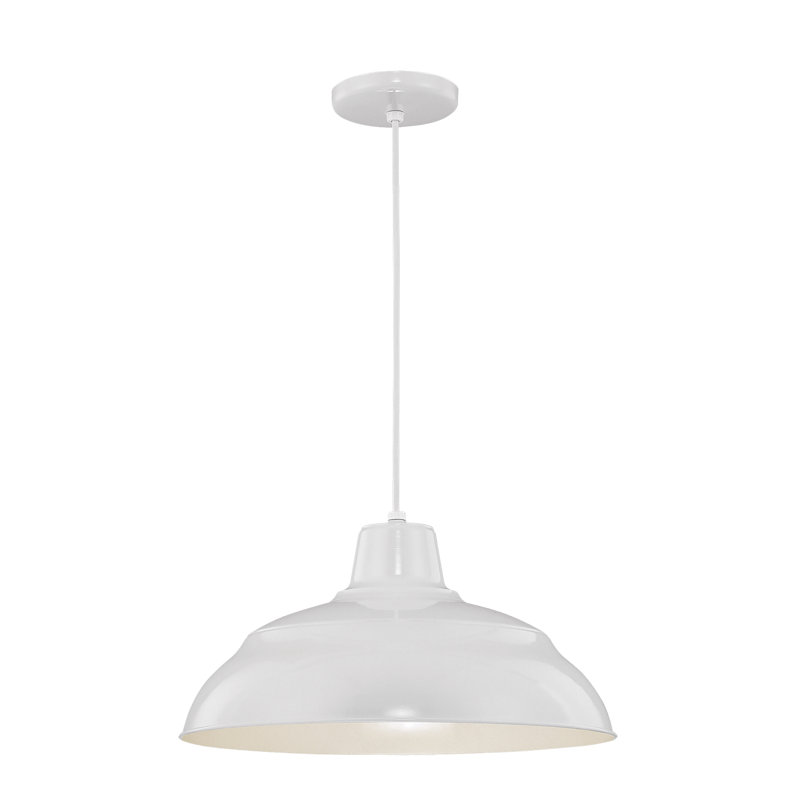 Abrahamson 1 - Light RLM Single Dome Pendant, White, 9.25" H x 17" W x 17" D