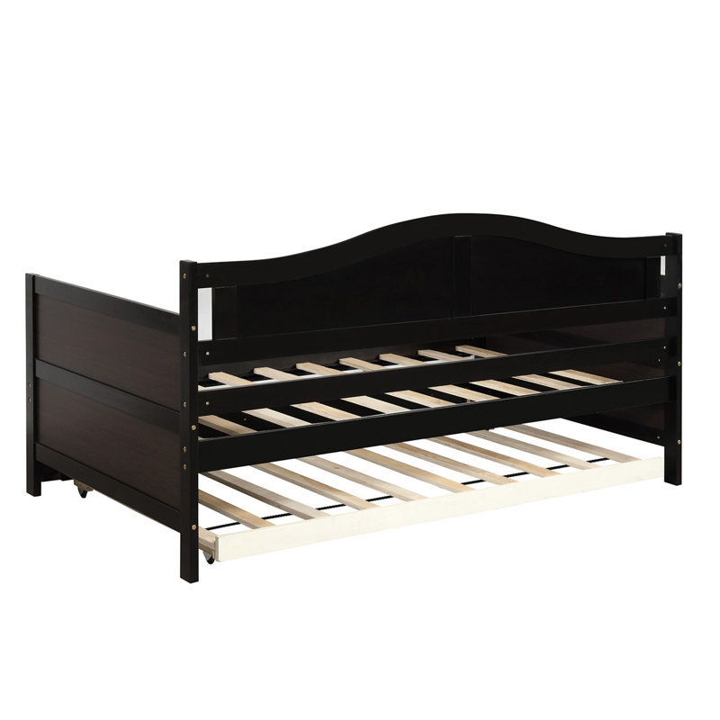 Twin Wooden Daybed with Trundle Bed, Sofa Bed for Bedroom Living Room,Espresso(OLD SKU:WF192861AAP), Espresso