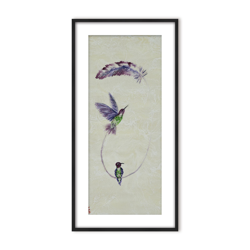 Art mural "Vol de couleur" inspiré de la nature par Karen Biery, H 48 po x l 24 po, Framed Matted Print, Beige