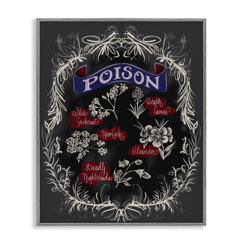 Spooky Poison Plants, giclée encadrée, conception par Connie Summers, H 14 po x l 11 po, Estampe numérique Farmhouse