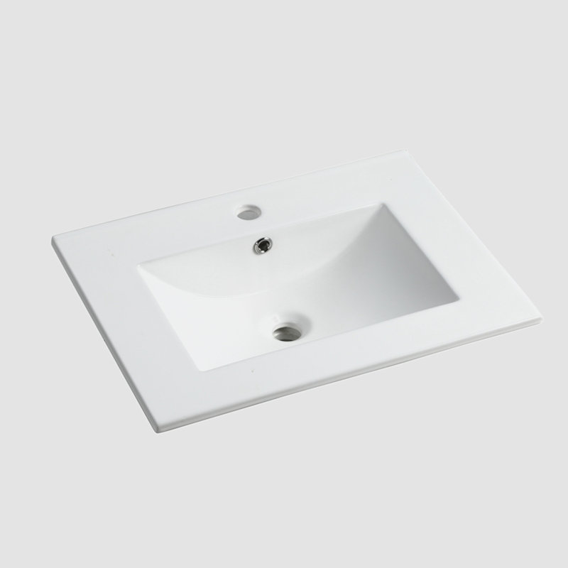 Lavabo de salle de bain rectangulaire en céramique avec trop-plein 18,3 po Go Peak Track