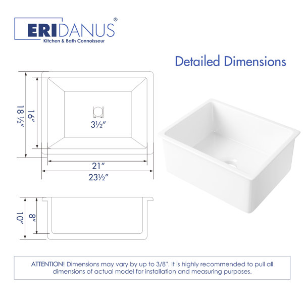 Eridanus Yorkshire Crisp White Fireclay 30 in. Single Bowl Farmhouse Apron Workstation Kitchen Sink with Accessories