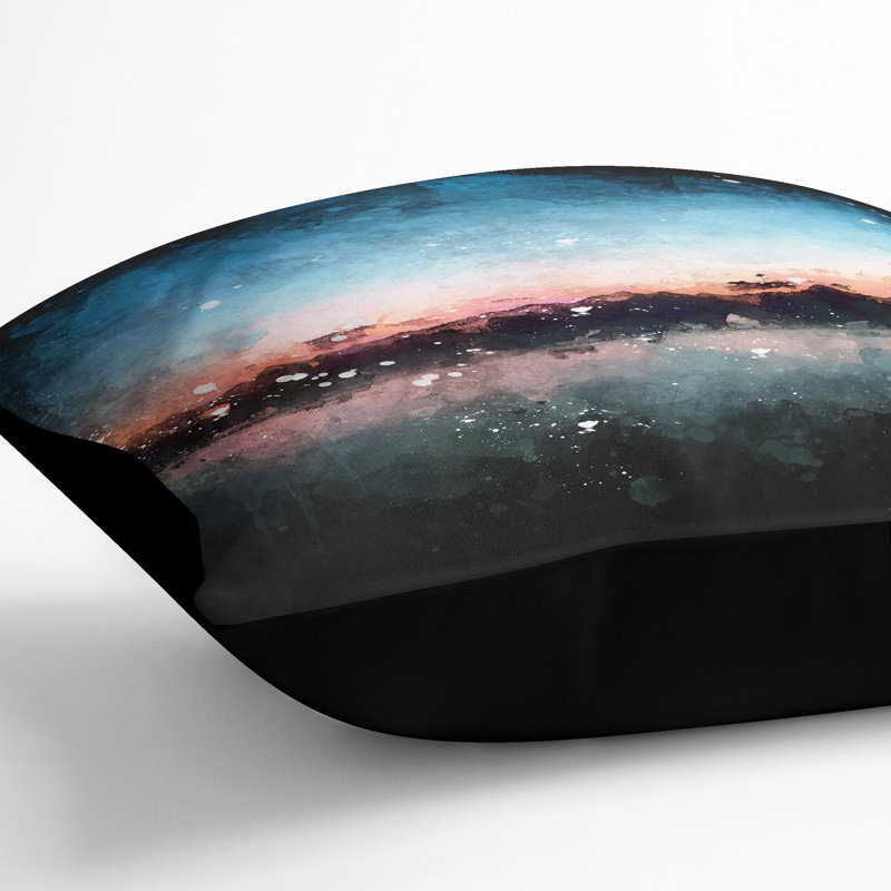 Sky Above the Mountains Paint Splash Cushion with Filling, Black, 40cm H x 40cm W x 15cm D