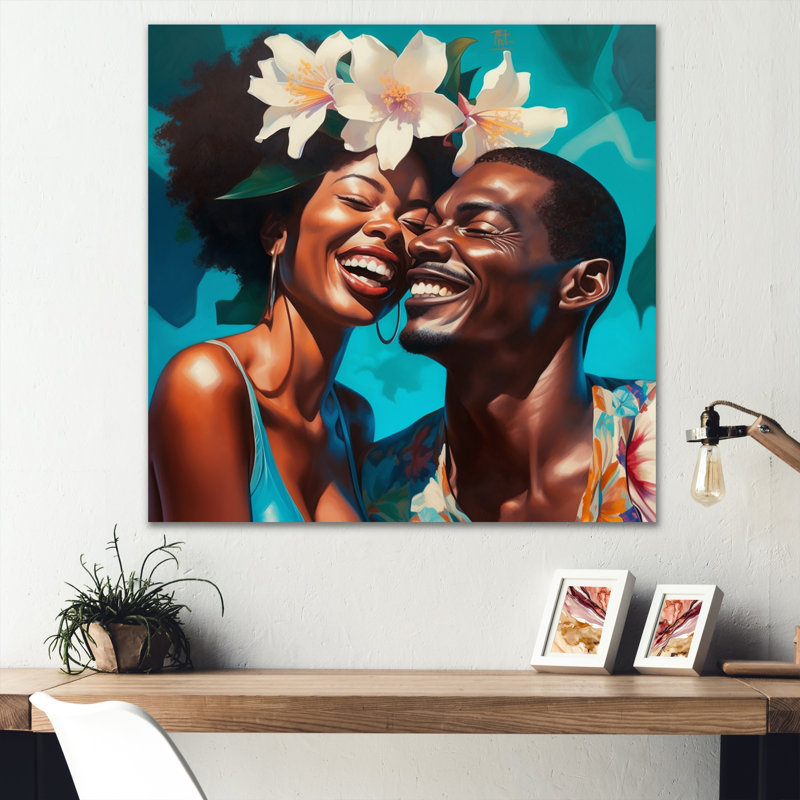 Beautiful Black Couple in Love III - impression, H 24 po x l 24 po x P 1 po, Toile tendue