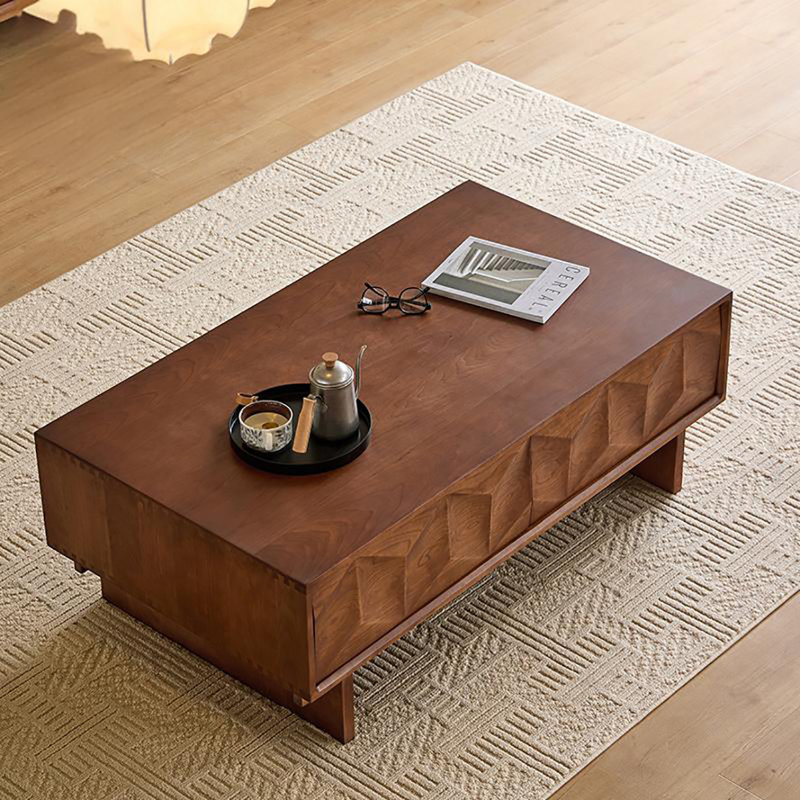 Table basse rectangulaire sculptée de style rétro, H 17,7 po x L 55,1 po x l 27,65 po