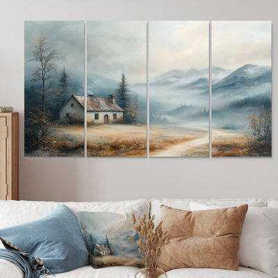 «Blue Green Misty Dawn Farmhouse», ensemble d'art mural sur toile