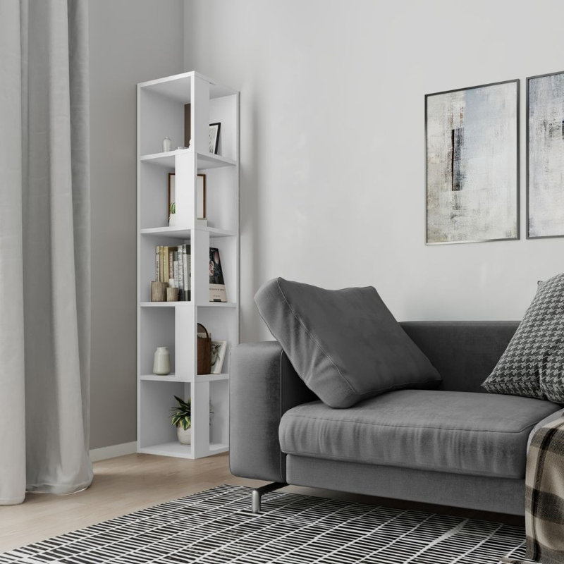 Bensonhurst Corner Bookcase Unique Design & Modern Style, White