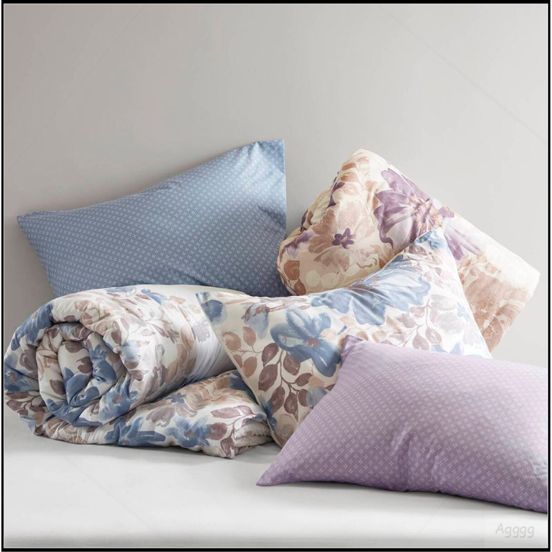 Ensemble d'édredon floral avec draps taupe très grand, Édredon de très grande taille et 6 pièces suppl