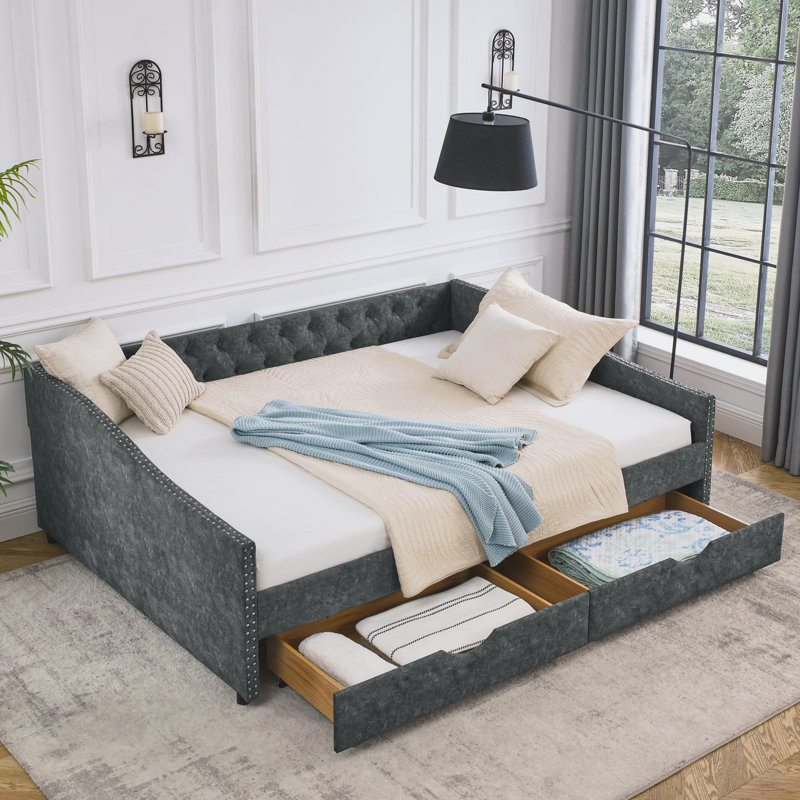 Nadege Upholstered Daybed, Gray, Queen