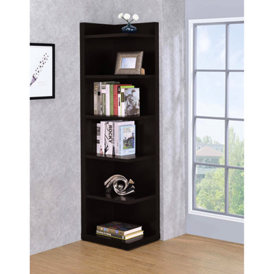 Cappuccino Corner Bookcase With 6 Levels - Practical & Stylish Storage 6-Shelf Organize Your Home Effortlessly