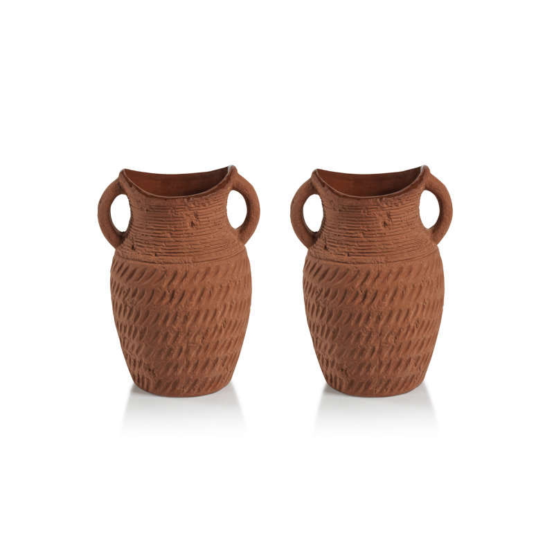 Terracotta Amphora Ceramic Table Vase Set