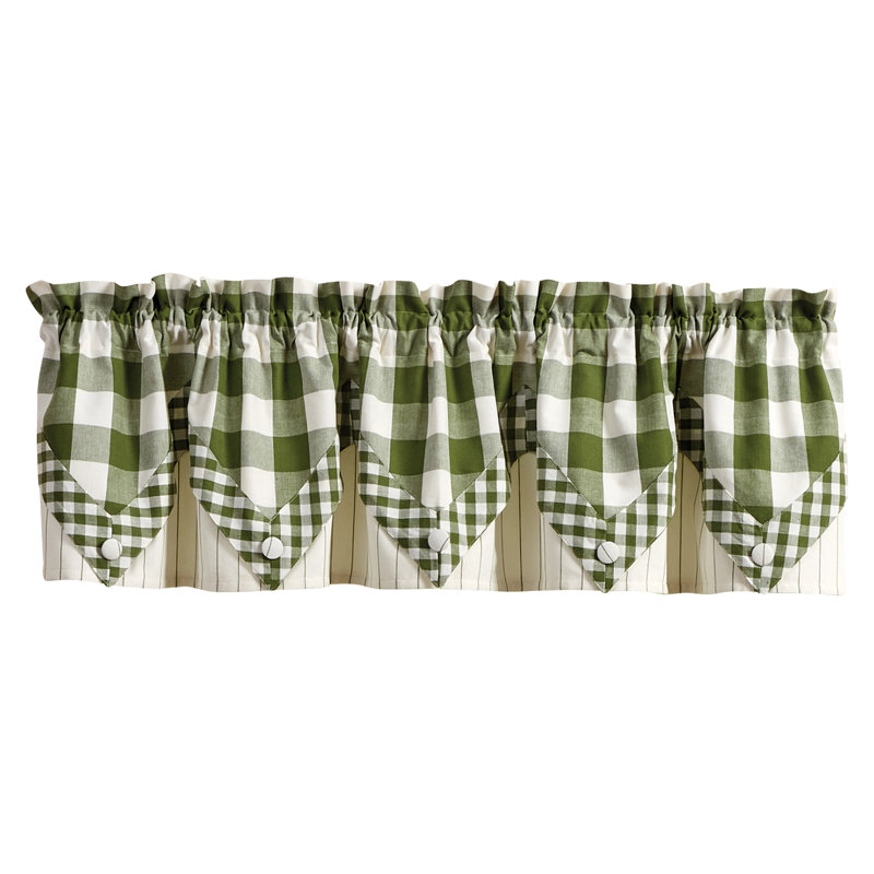  Buffalo Check Lined Point Sage Valance 72x15, Green