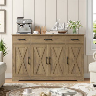 Adra 55.1'' Sideboard with 3 Drawers, Adjustable Shelves