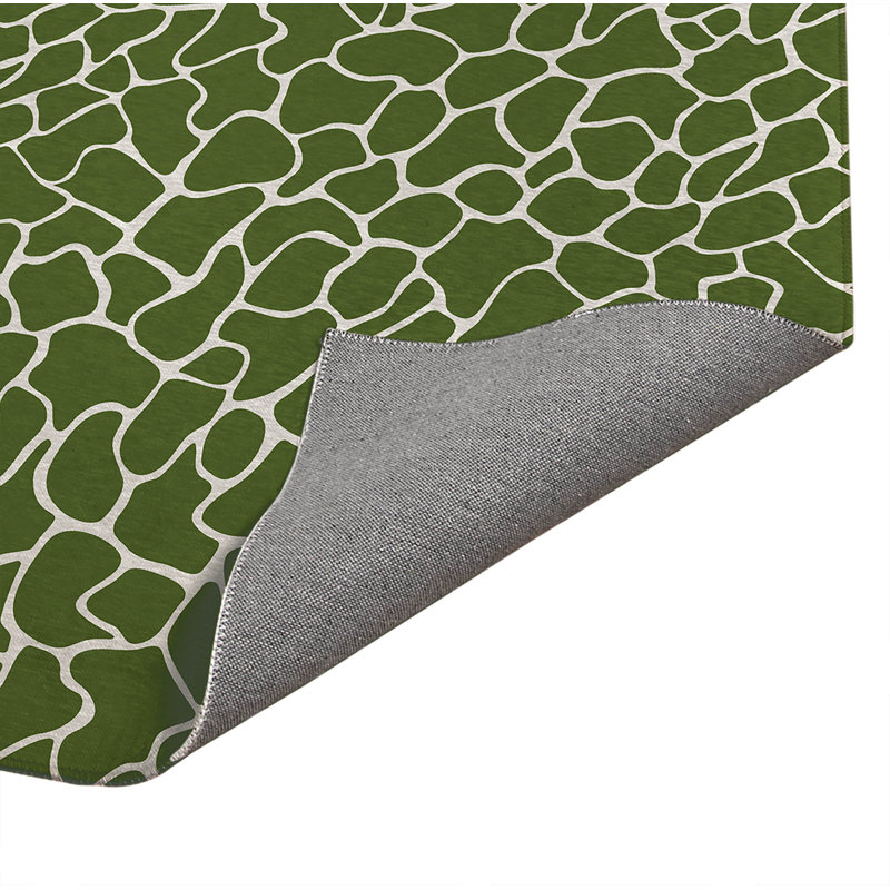 Tapis de cuisine Patch Play, Rectangle 3' x 5', Imprimé animal vert olive