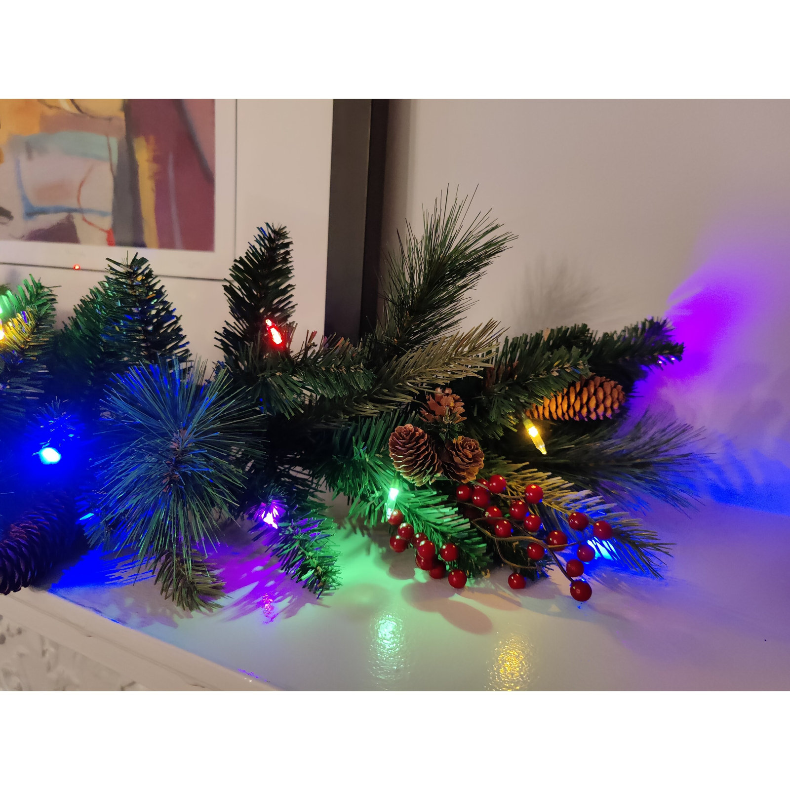 144" Pre-Lit Berry Christmas Garland, 6'