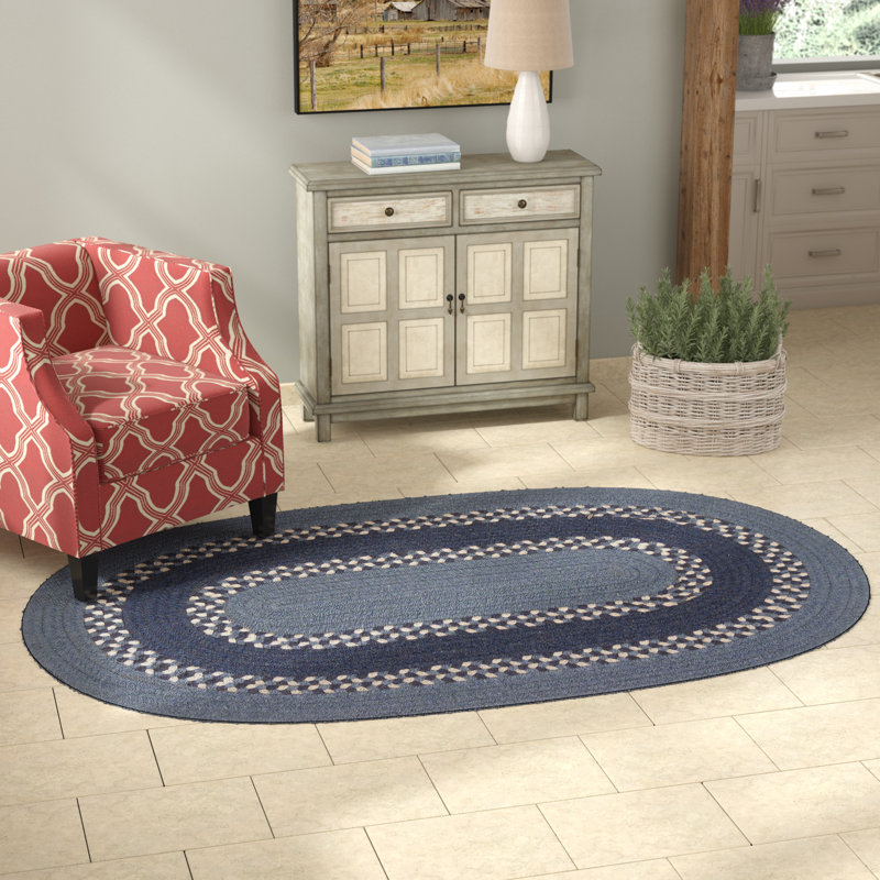 Tapis réversible en laine Schœrock - bleu, Ovale 10 pi x 13 pi