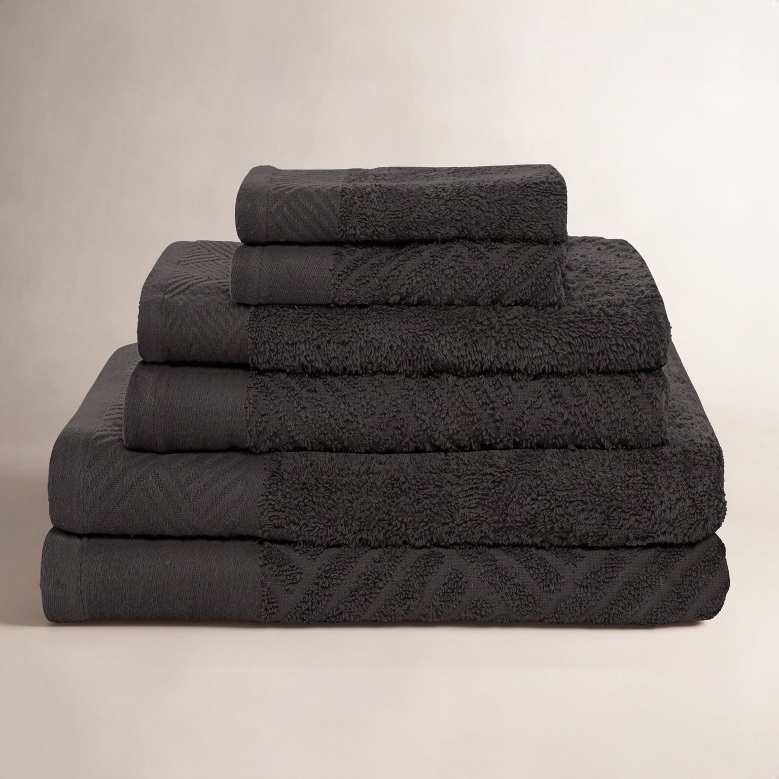 6-Piece Certified Egyptian Cotton Towel Set, Black