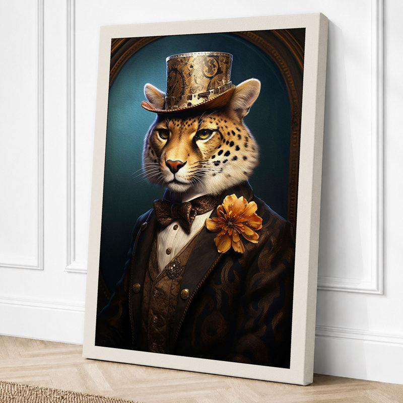 Leopard In Formal Attire Eclectic - Print, 24x16 - 61.0 x 40.6 cm, Cream Border