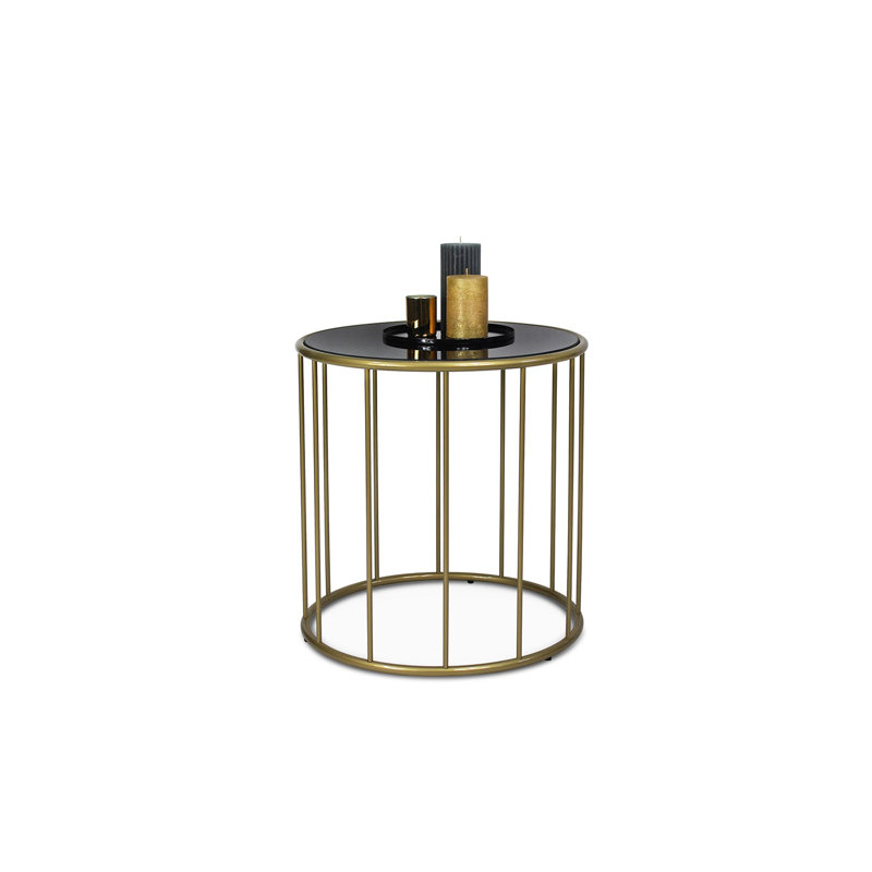 Carrico Glass Top Frame End Table, Gold