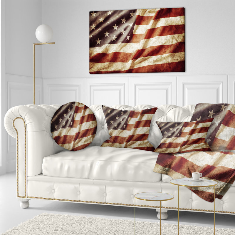 Drapeau américain - oreiller contemporain drapeau américain, Rectangulaire, 12 po x 20 po