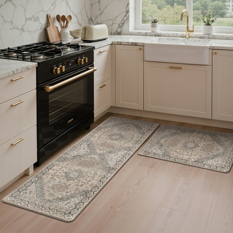 Anti-Fatigue Anti-Slip Waterproof Kitchen Mat, Runner 20" x 32" + 20" x 48", Brown