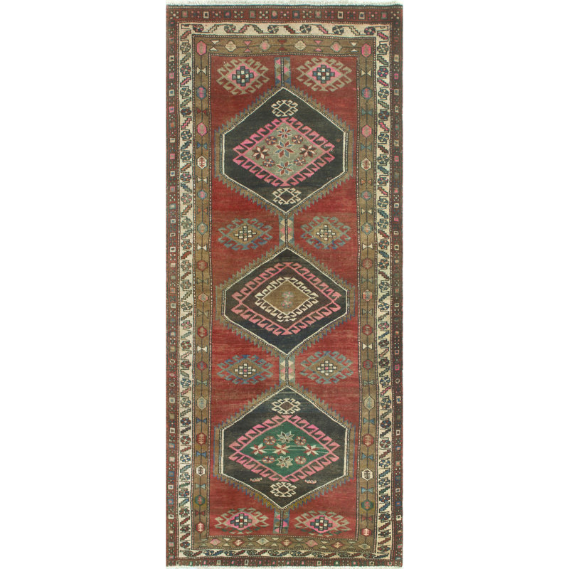 One-of-a-Kind 3'5" X 8'2" 1980s Runner Wool Area Rug in