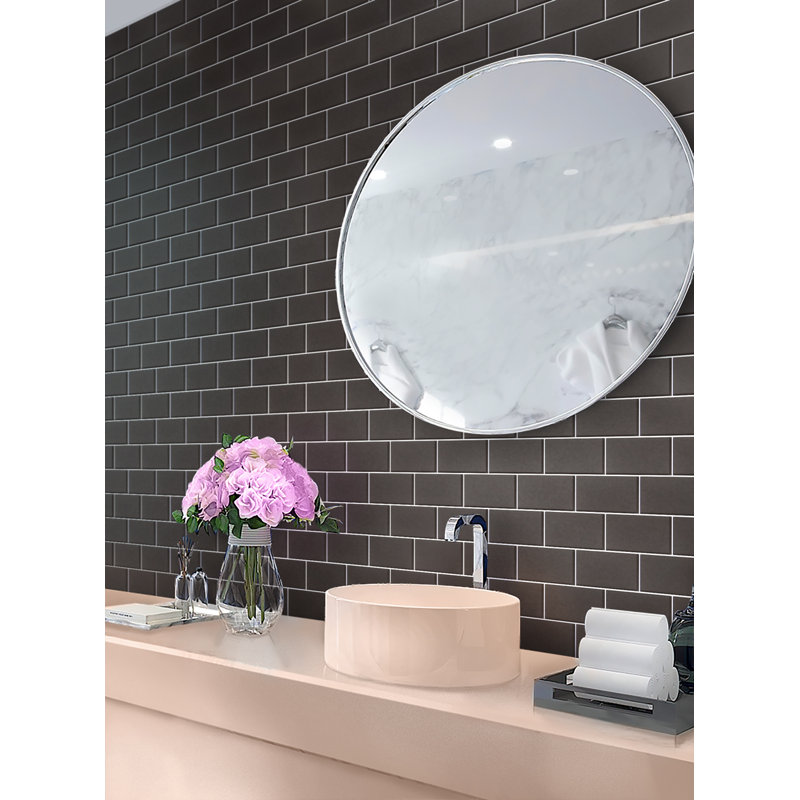 3"X 6" Matte Finished Glass Subway Tile, Ash Gray