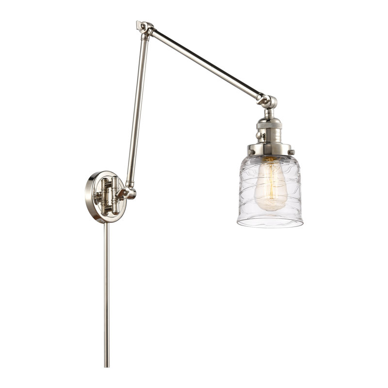 Shauna Swing Arm Sconce, Deco Swirl, Incandescent, Polished Nickel