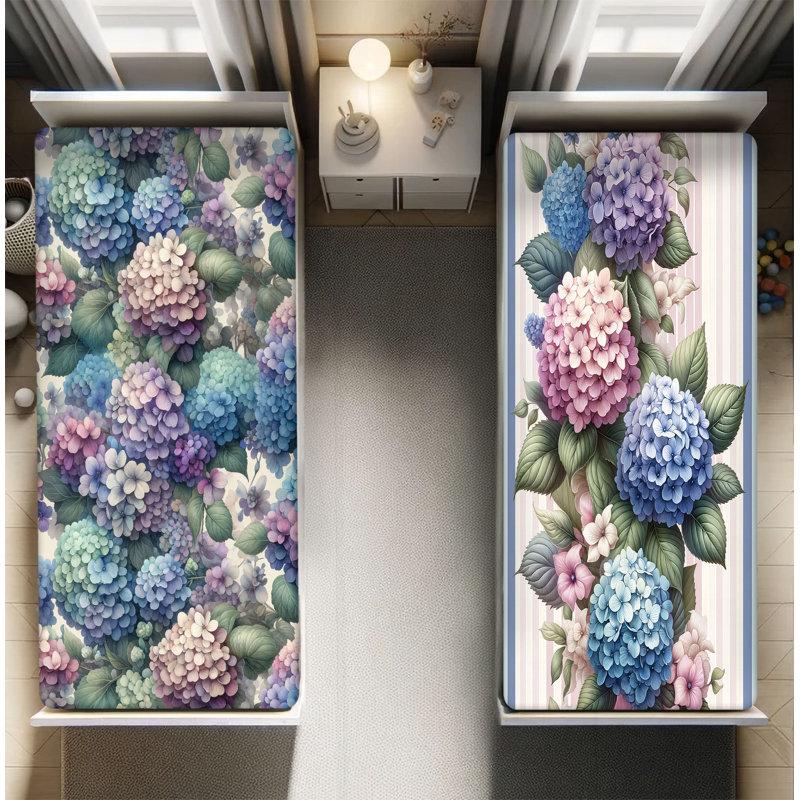 Ensemble de draps-housses en hortensia Ambesonne, ensemble de 2 feuilles d'art floral de rêve _sds1076