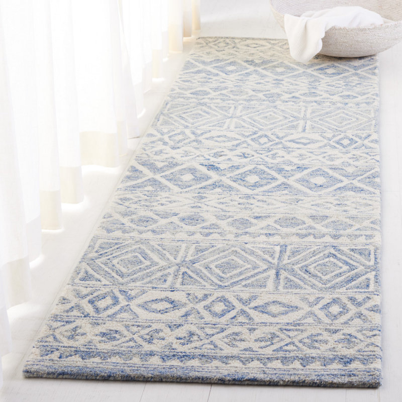 Tapis ivoire / bleu touffeté à la main Lauren Ralph Lauren Theresa, Tapis de couloir 2 pi 3 po x 8 pi