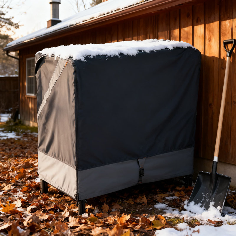 Couvercle de support à bûches robuste, protecteur de rangement imperméable pour le bois de chauffage avec évents et sangles réglables pour une ventilation maximale et une résistance au vent