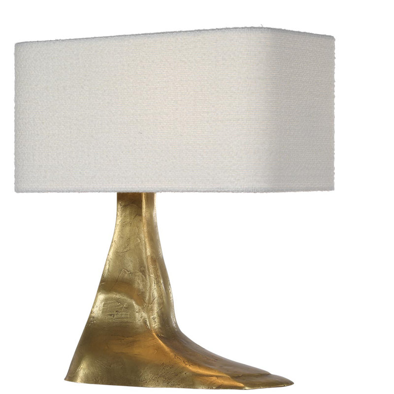Anne-Marie Barton Terra-Forma 23" Left Table Lamp in Museum Pewter with Boucle Shade, Gold, Brass