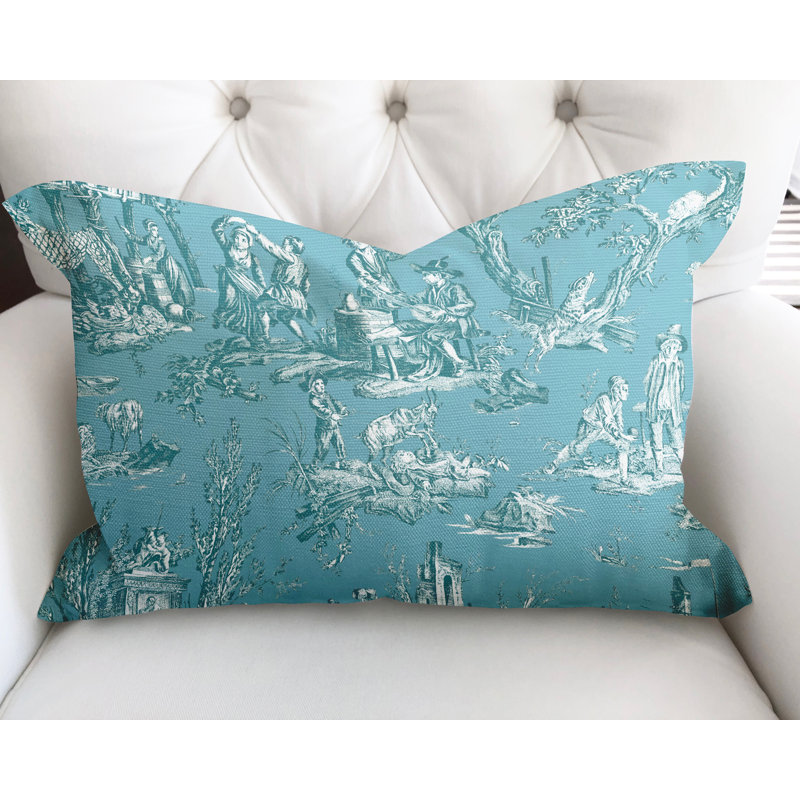  Housse et insert de coussin rectangulaire en coton Eloise, Turquoise