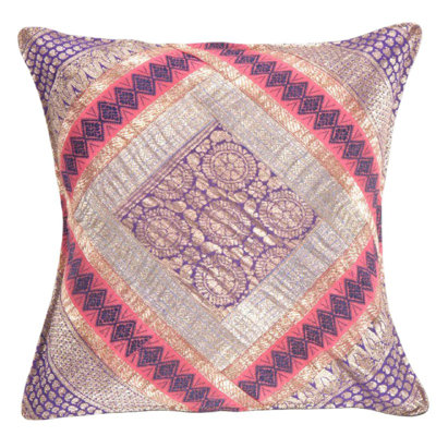 Taie d'oreiller carrée en soie rétro 16 "Sari
